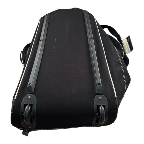 New Balance 30" Rolling Duffel Bag – Black with White Trim, 3 Mesh Pockets, Side - Picture 4 of 7